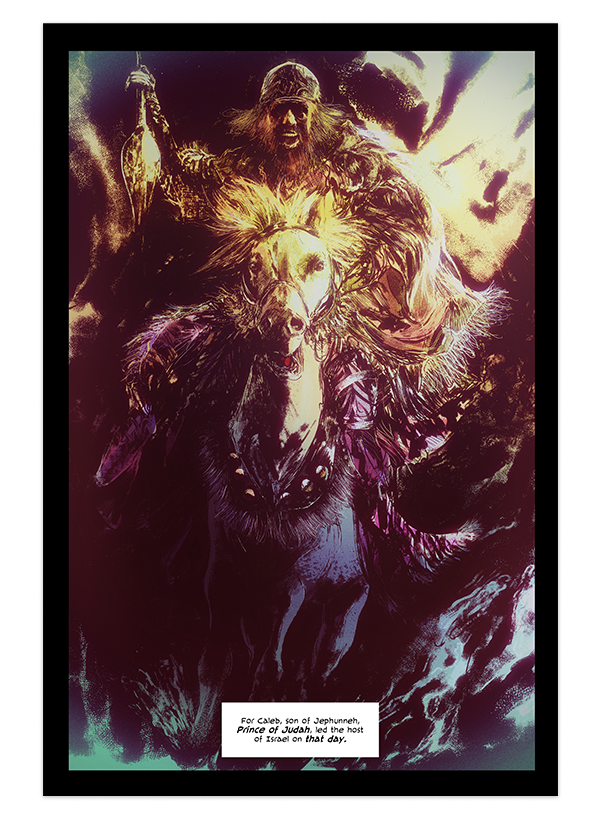 Giantslayer interior page: Caleb, Prince of Judah, on horseback